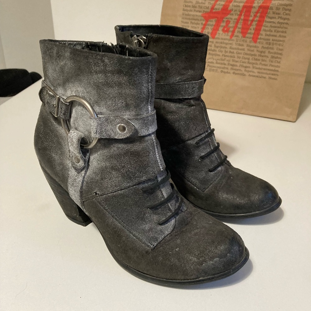 Fergie ankle boots gray leather Lotto Grafite